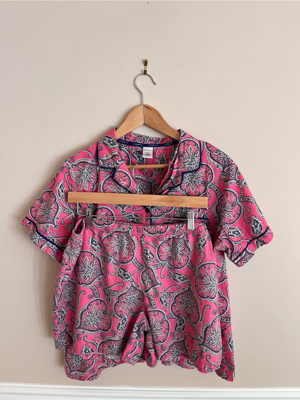 LIZ CLAIBORNE 2 piece 100% cotton paisley pajama set size XL